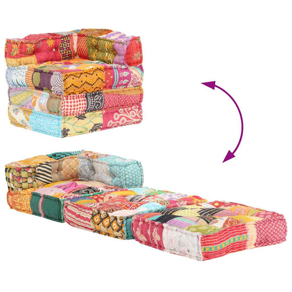 vidaXL Pouf Modulaire en Tissu Patchwork
