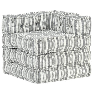 vidaXL Modular Pouffe Grey Striped Fabric