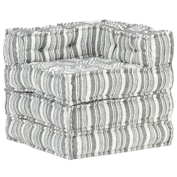 vidaXL Modular Pouffe Grey Striped Fabric