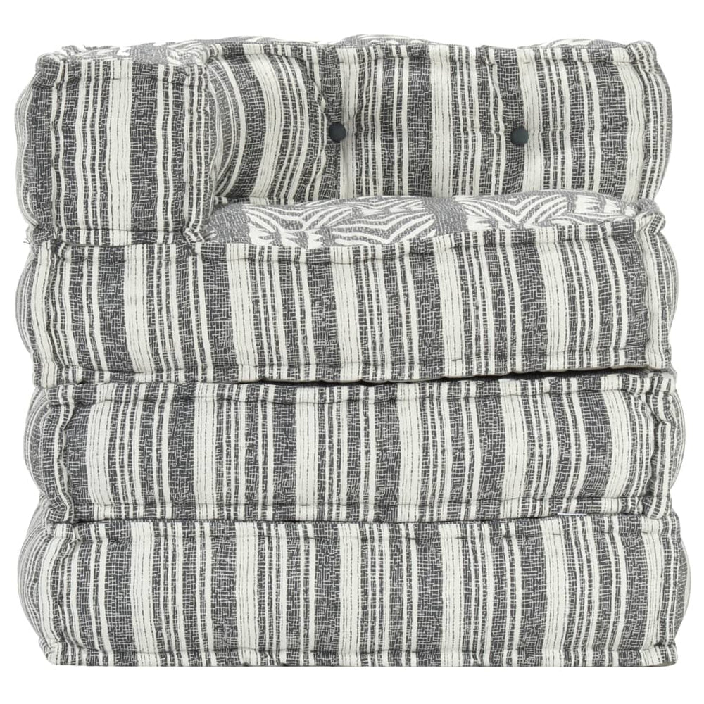 vidaXL Modular Pouffe Grey Striped Fabric