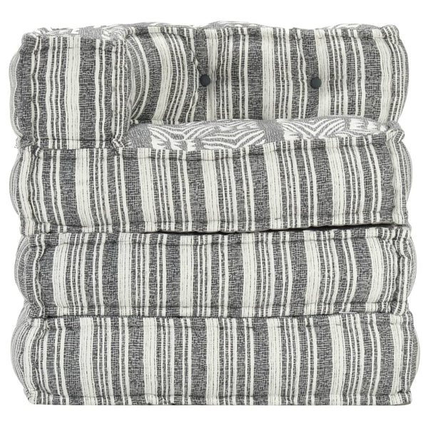 vidaXL Modular Pouffe Grey Striped Fabric