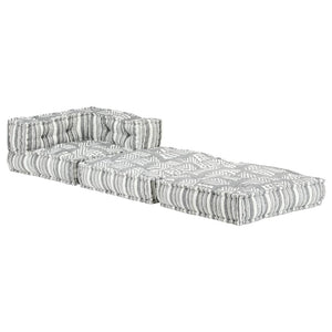 vidaXL Modular Pouffe Grey Striped Fabric