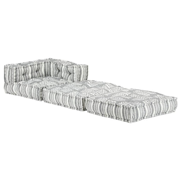vidaXL Modular Pouffe Grey Striped Fabric