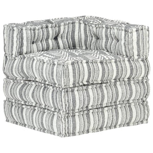 vidaXL Modular Pouffe Grey Striped Fabric
