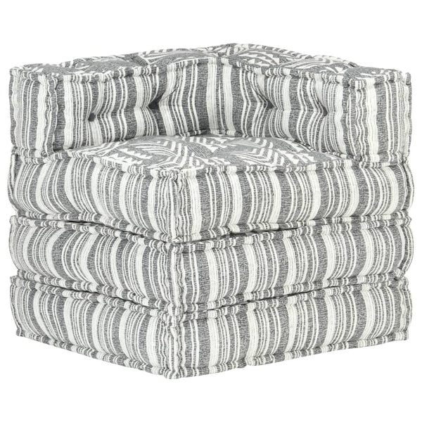 vidaXL Modular Pouffe Grey Striped Fabric