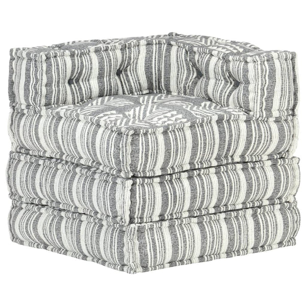 vidaXL Modular Pouffe Grey Striped Fabric