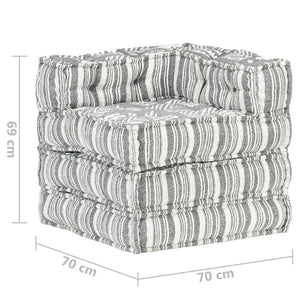 vidaXL Modular Pouffe Grey Striped Fabric