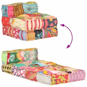 vidaXL Pouf Modulaire en Tissu Patchwork