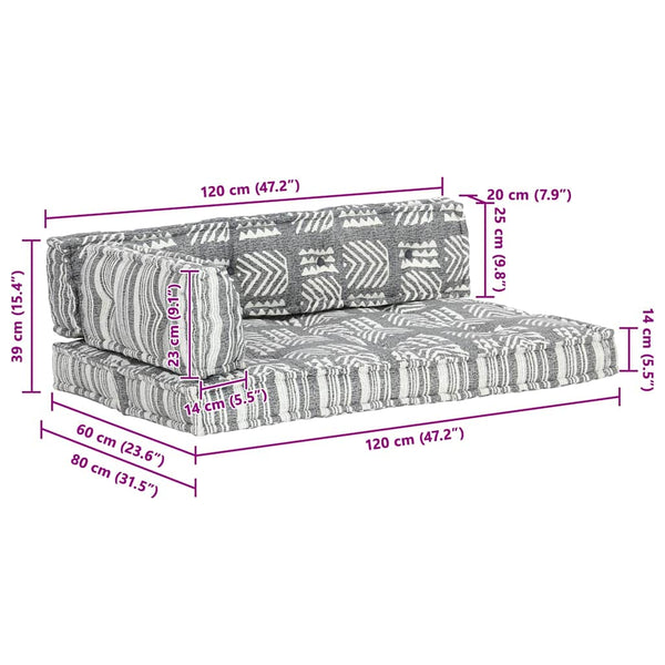 vidaXL Pallet Sofa Cushion Grey Fabric Patchwork