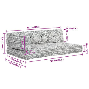 Palettensofa-Auflage Hellgrau Stoff Patchwork