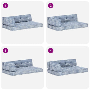 vidaXL Pallet Sofa Cushion Indigo Fabric Patchwork
