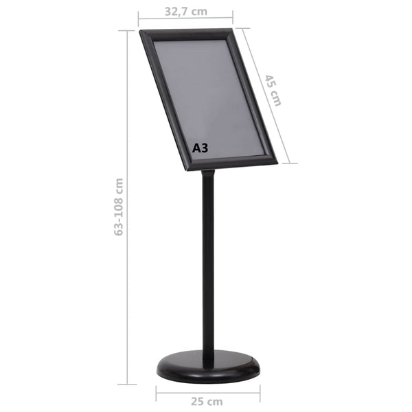 A3 Plakatständer Schwarz Aluminium
