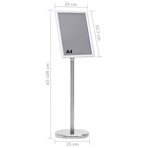 vidaXL Porte-affiche A4 Argenté Alliage d'aluminium