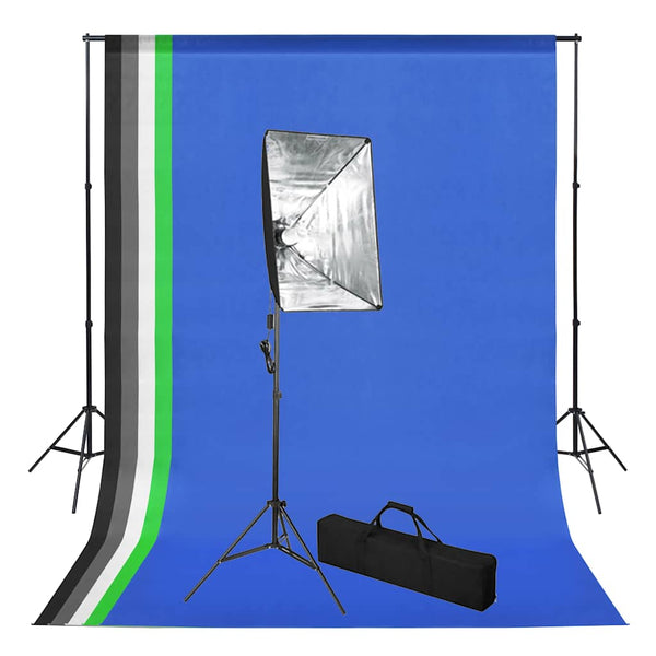 Fotostudio-Set mit Hintergrund und Softbox-Leuchte