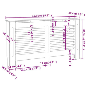 Heizkörperverkleidungen 2 Stk. Weiß 152 x 19 x 81,5 cm MDF