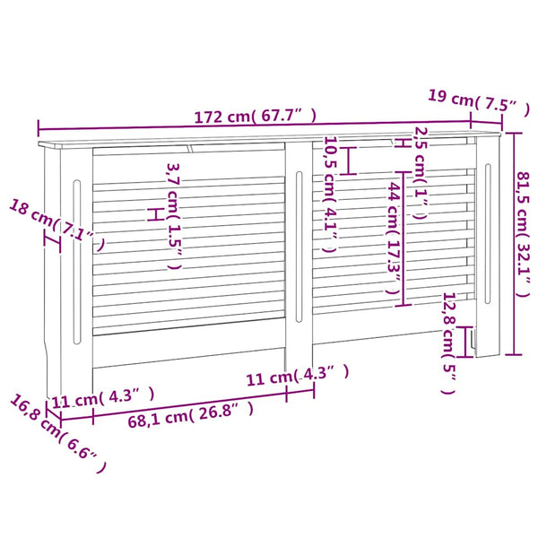 Heizkörperverkleidungen 2 Stk. Weiß 172×19×81,5 cm MDF