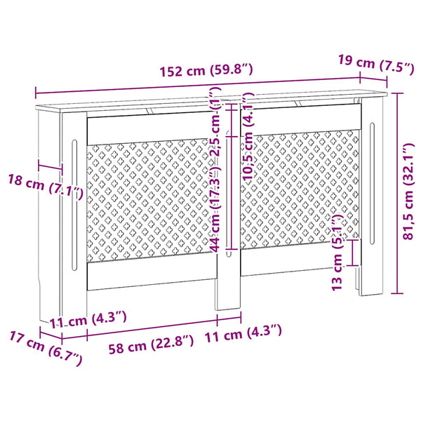 Heizkörperverkleidungen 2 Stk. Weiß 152 x 19 x 81,5 cm MDF