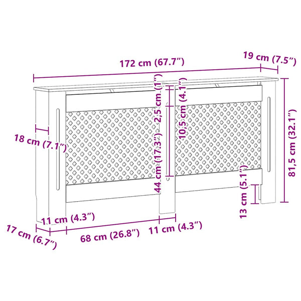 Heizkörperverkleidungen 2 Stk. Weiß 172×19×81,5 cm MDF
