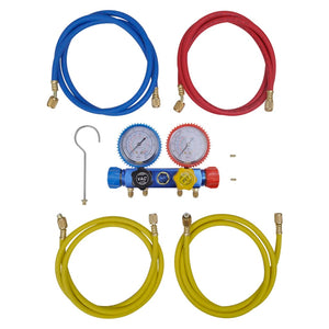 Vakuumpumpe Einstufig mit 4-Wege-Verteiler-Manometer Set