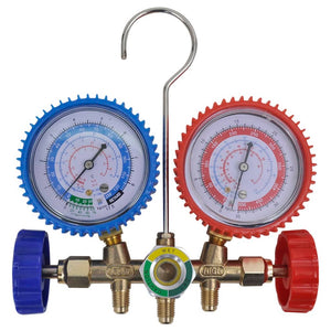 Vakuumpumpe Einstufig mit 2-Wege-Verteiler-Manometer Set