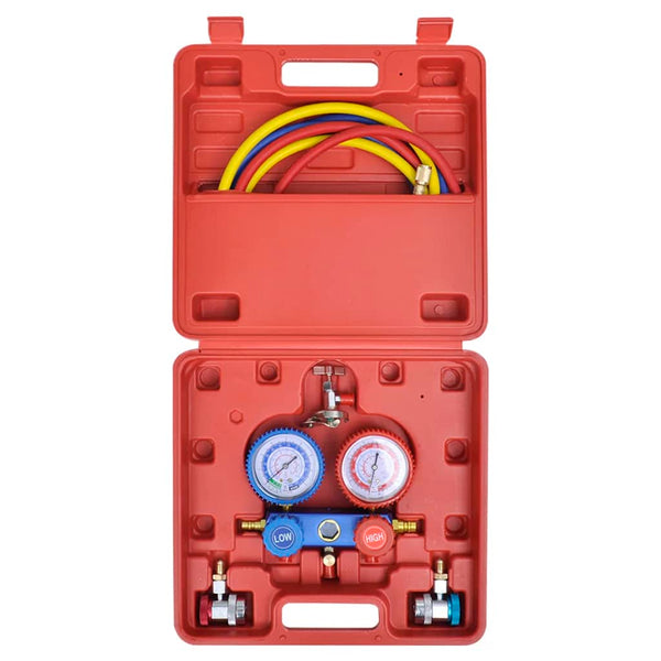 Vakuumpumpe Einstufig mit 2-Wege-Verteiler-Manometer Set