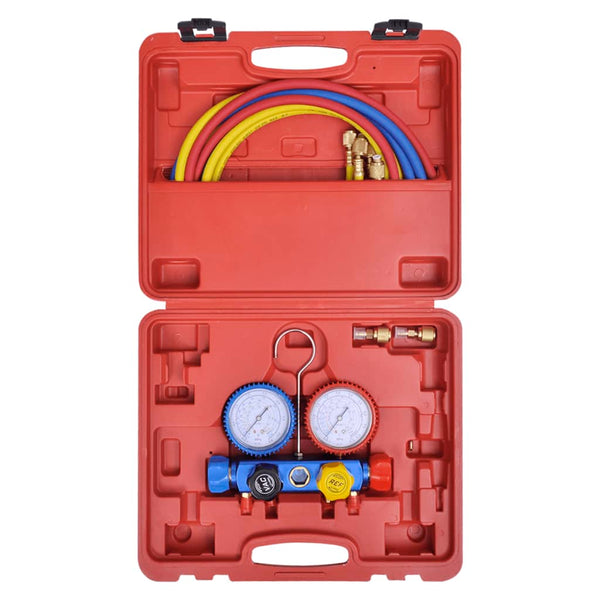 Vakuumpumpe Einstufig mit 4-Wege-Verteiler-Manometer Set