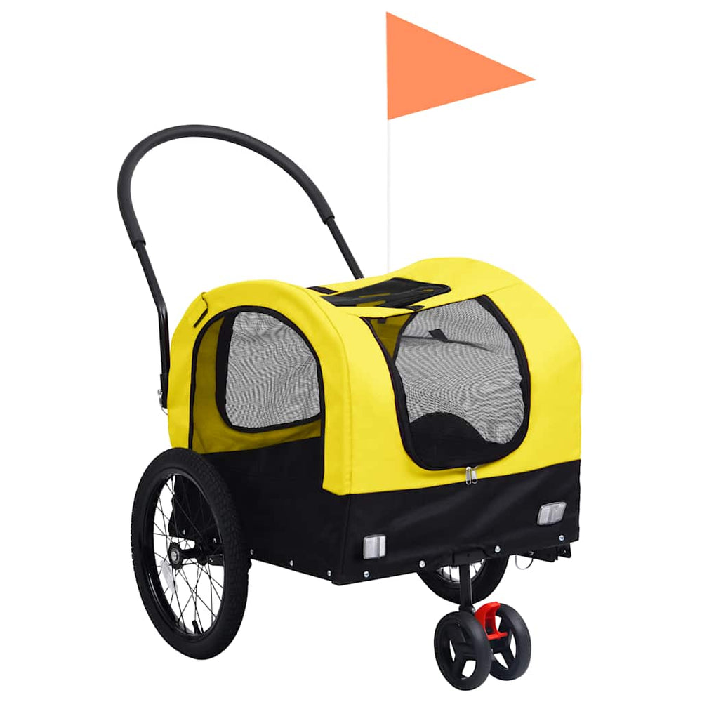 2-in-1 Hunde Fahrradanhänger & Buggy - Gelb/Schwarz