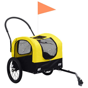 2-in-1 Hunde Fahrradanhänger & Buggy - Gelb/Schwarz