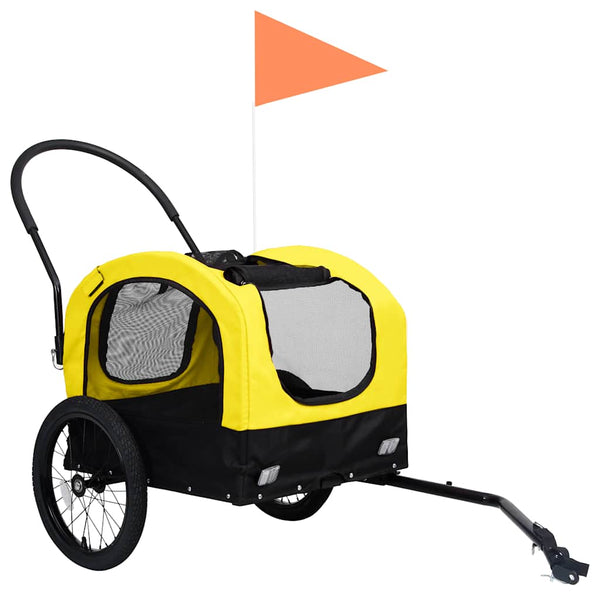 2-in-1 Hunde Fahrradanhänger & Buggy - Gelb/Schwarz