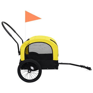 2-in-1 Hunde Fahrradanhänger & Buggy - Gelb/Schwarz