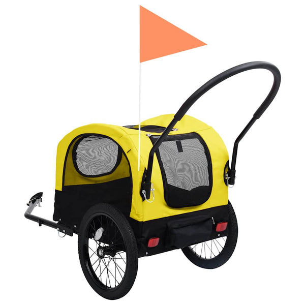 2-in-1 Hunde Fahrradanhänger & Buggy - Gelb/Schwarz