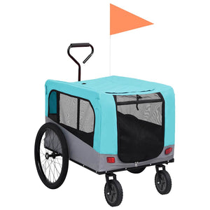 vidaXL Remorque de vélo et poussette 2-en-1 pour chien Bleu et gris
