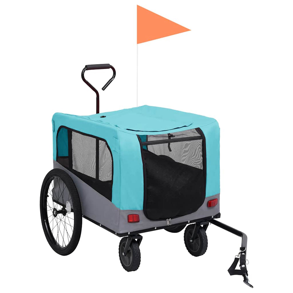 2-in-1 Hunde Fahrradanhänger & Buggy - Blau/Grau