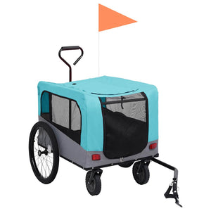 vidaXL Remorque de vélo et poussette 2-en-1 pour chien Bleu et gris