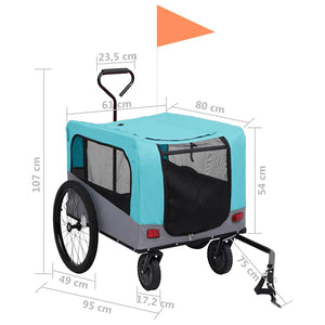 vidaXL Remorque de vélo et poussette 2-en-1 pour chien Bleu et gris
