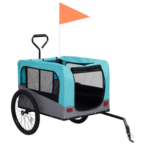 vidaXL Remorque de vélo et poussette 2-en-1 pour chien Bleu et gris