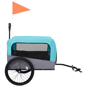 vidaXL Remorque de vélo et poussette 2-en-1 pour chien Bleu et gris