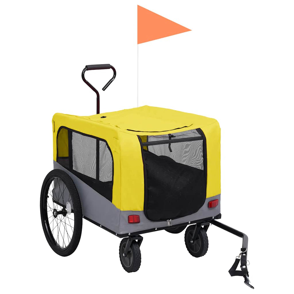 2-in-1 Hunde Fahrradanhänger & Buggy Gelb/Grau
