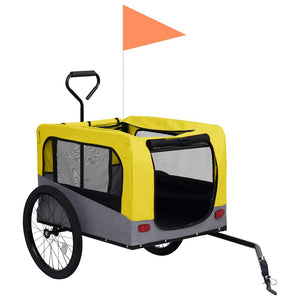 2-in-1 Hunde Fahrradanhänger & Buggy Gelb/Grau