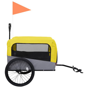 2-in-1 Hunde Fahrradanhänger & Buggy Gelb/Grau