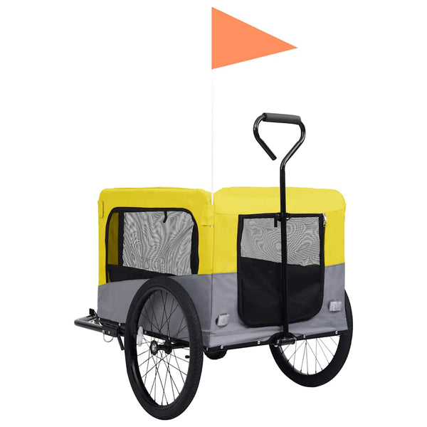 2-in-1 Hunde Fahrradanhänger & Buggy Gelb/Grau