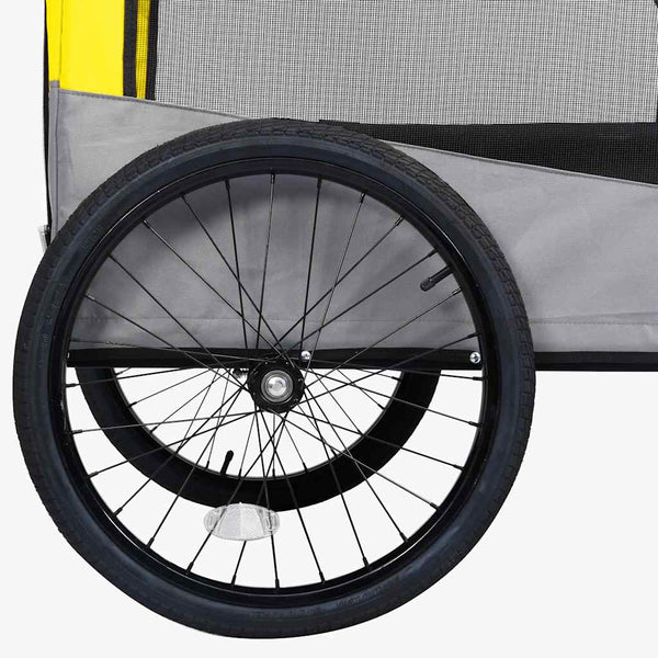 2-in-1 Hunde Fahrradanhänger & Buggy Gelb/Grau