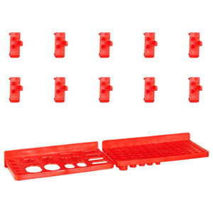 29-tlg. Sichtlagerkasten-Set mit Wandhalterung Rot und Schwarz