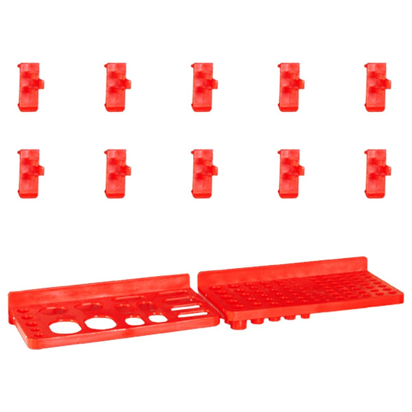 29-tlg. Sichtlagerkasten-Set mit Wandhalterung Rot und Schwarz
