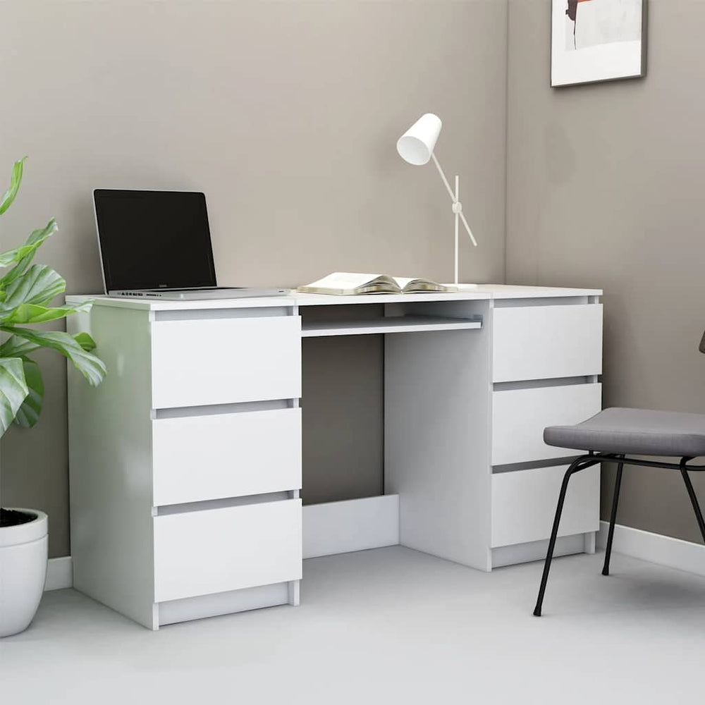 Schreibtisch Weiß 140 cm mit Schubladen