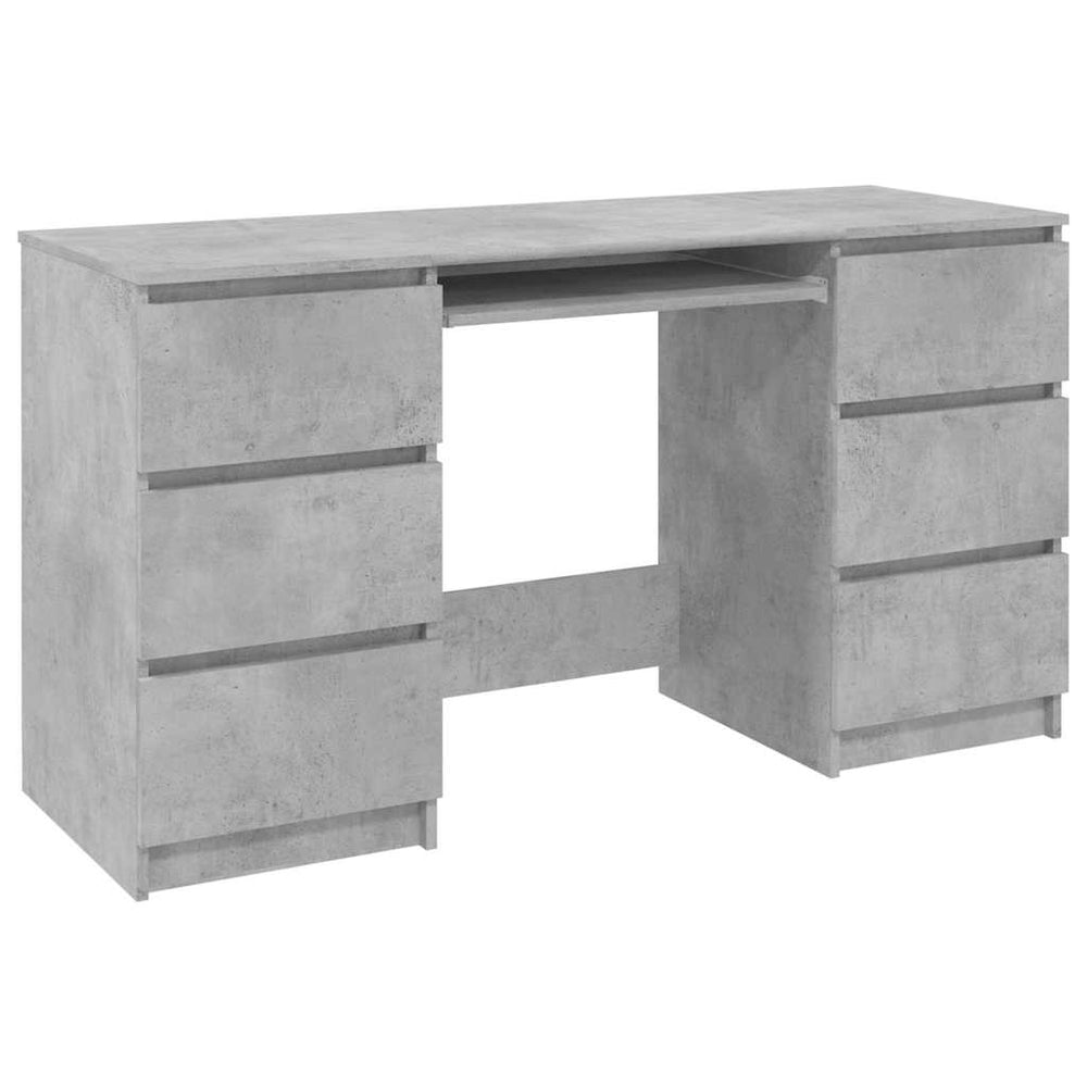Schreibtisch Betongrau 140 cm mit Schubladen
