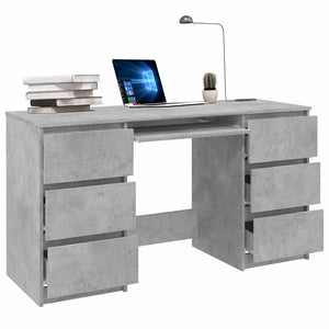 Schreibtisch Betongrau 140 cm mit Schubladen