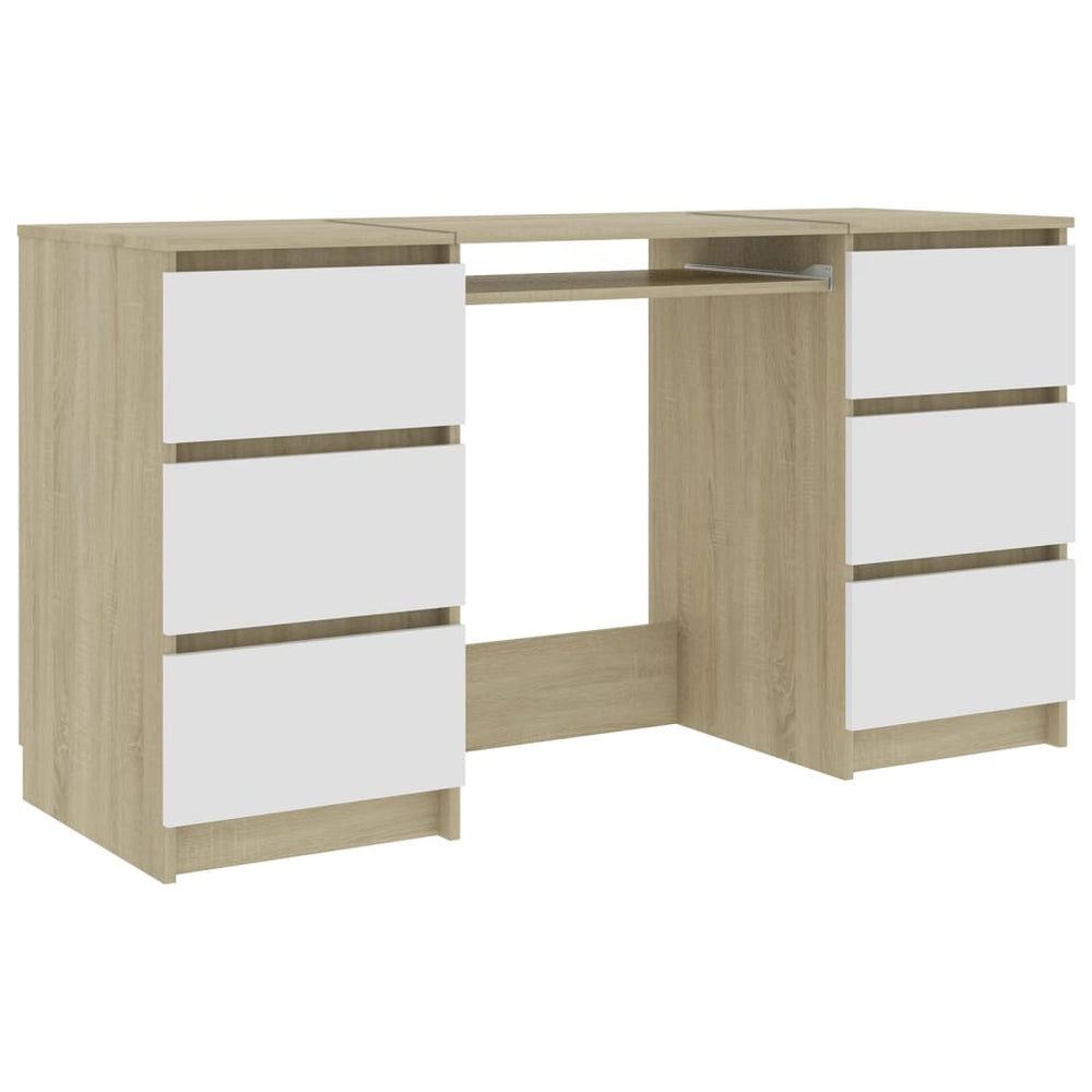 Schreibtisch Weiß Sonoma-Eiche 140 cm