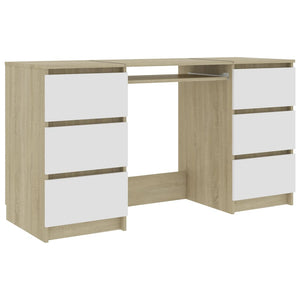 Schreibtisch Weiß Sonoma-Eiche 140 cm