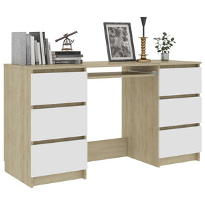 Schreibtisch Weiß Sonoma-Eiche 140 cm